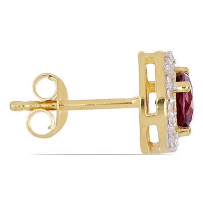 BUY STERLING SILVER RHODOLITE GEMSTONE HALO EARRINGS